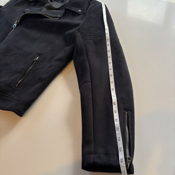 ASOS Design Biker Jacket Black Faux Suede Asymmetrical Zip Moto Jacket L - Picture 11 of 14